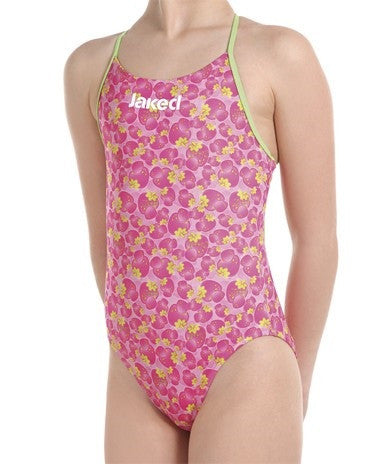 Girls Training One-Piece Pink Power Swimsuit, Jaked US Store